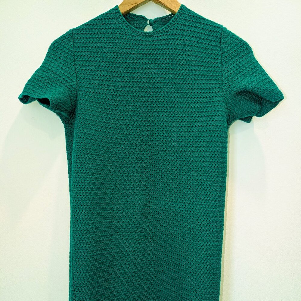 Vintage One-Of-A-Kind Green Crocheted Dress Size XS